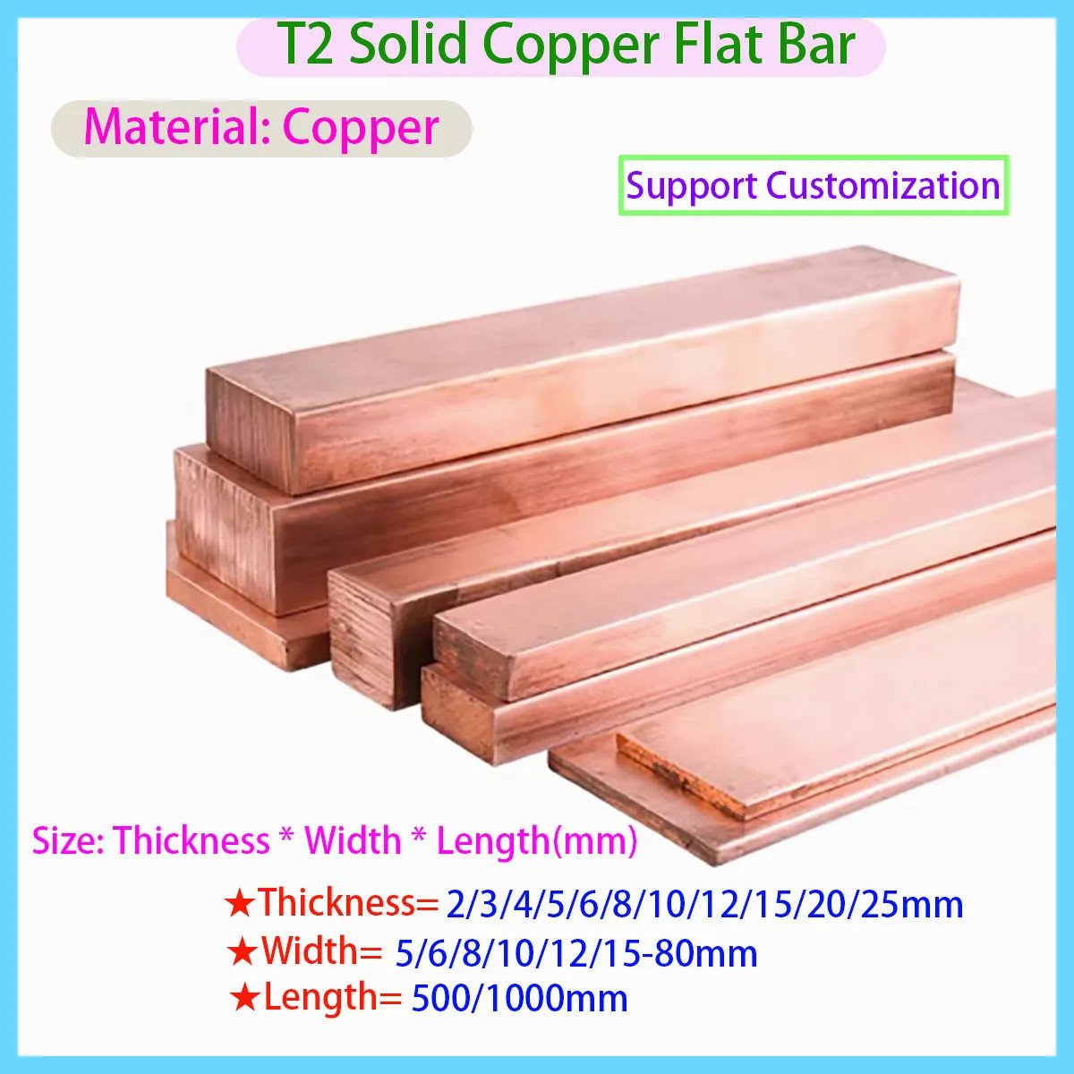 

T2 Red Copper Bus Bar Flat Noodles