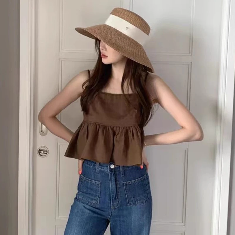 Top giovanile con cinturino Ele Bal da donna, design unico estivo, finiture in pizzo, giuntura ort Sle Faion, gilet ampio da pendolarismo