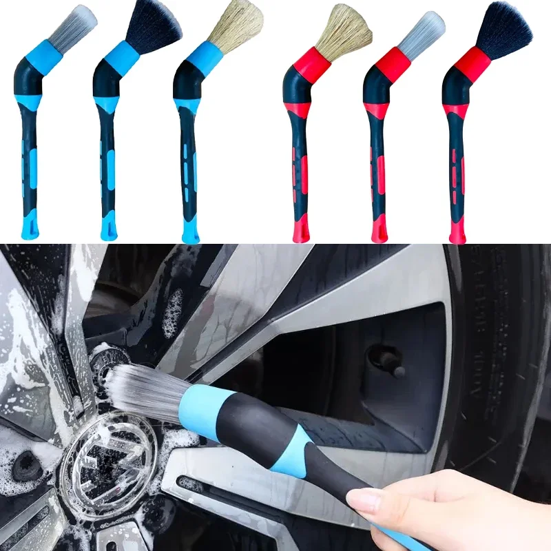 3 Piece Set Car Interior Cleaning Replaceable Interchangeable Washing Brush Sweeping Tools Dashboard Air Outlet Wheel Rim Brush