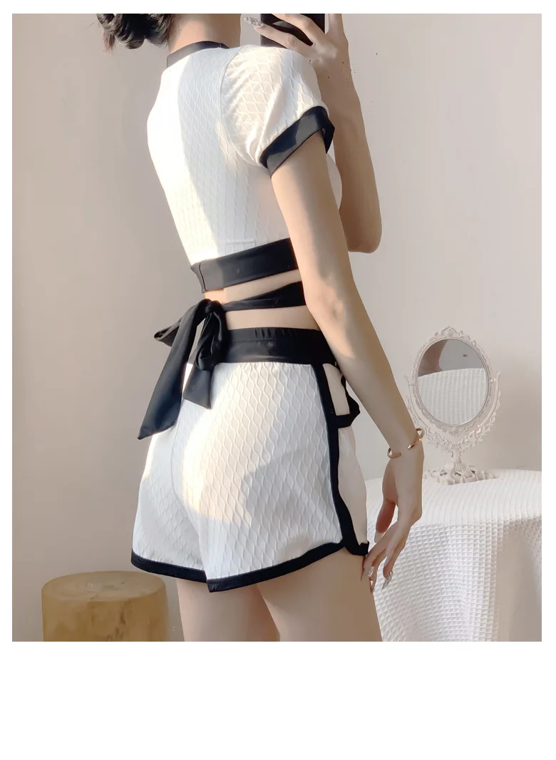 Split Three-piece Swimsuit Women's Sports Style Student Holiday Swimsuit Hot Spring Shows The Style of Skinny Chest Ins Korean