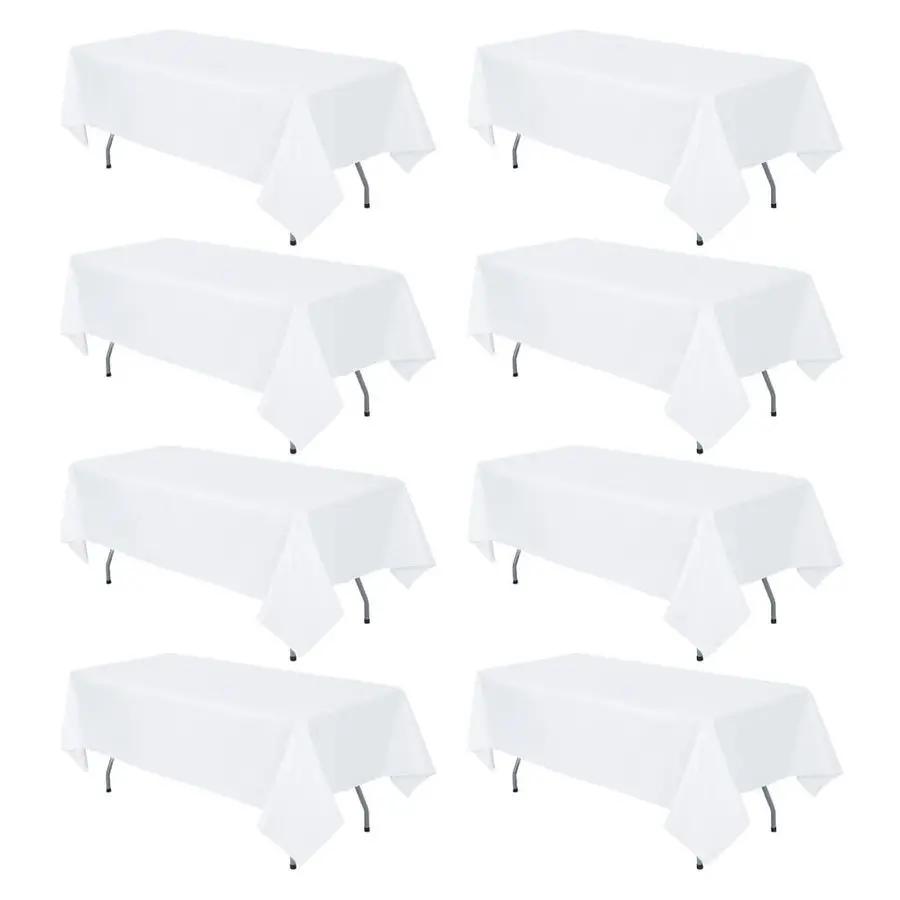 

Pack White Tablecloth 60 x 102 Inch Rectangular Table Cloth for 6 Foot Rectangle Tables, Wrinkle Resistant Washable Polyester Fa