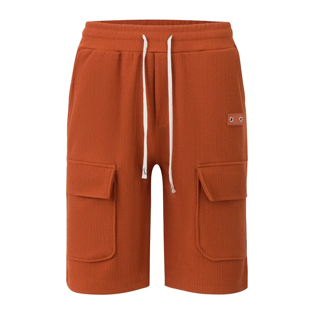 Summer new men's daily wear fashion holiday multi-pocket cargo shorts lace-up casual quarter pants trend men's shorts