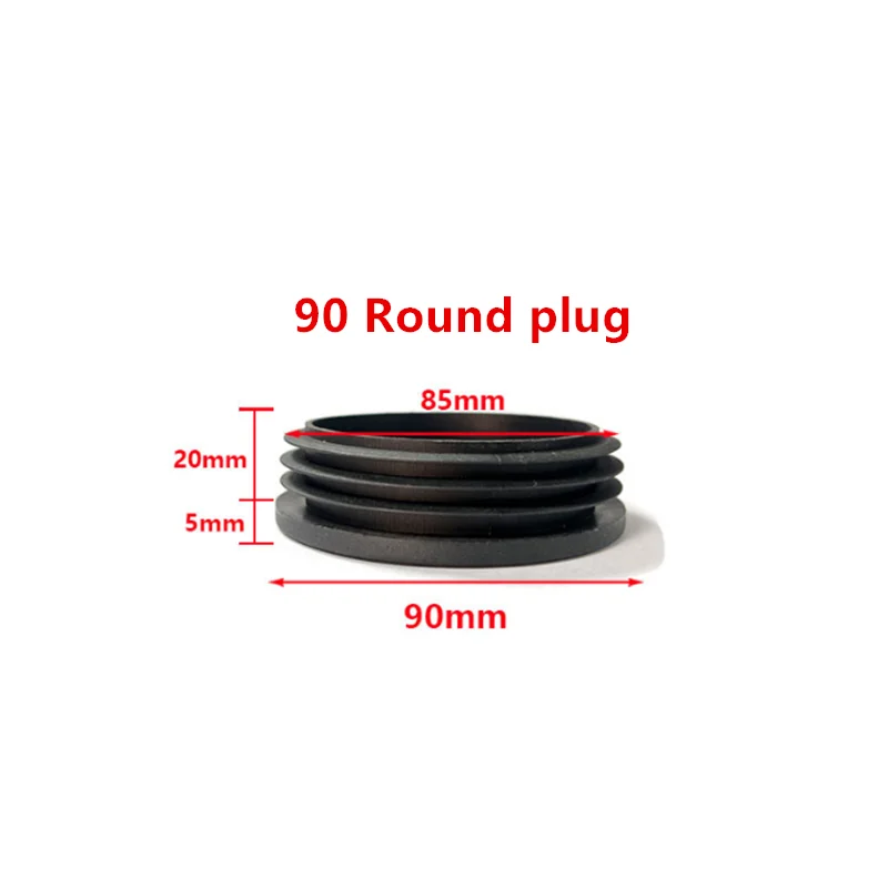 100 Pcs 90mm Round Plastic Plug Round Tubing Black Plastic Plug Pipe Tubing End Cap for Round Tube Furniture Finishing Plug