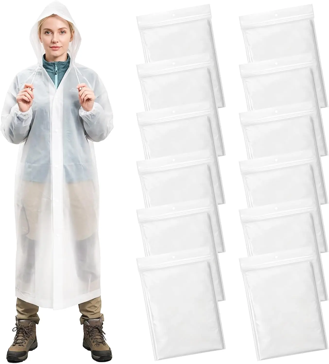 

Многоразовые дождевики для взрослых, водонепроницаемые куртки из EVA с капюшоном для путешествий, кемпинга, походов, компактные и удобные для хранения.