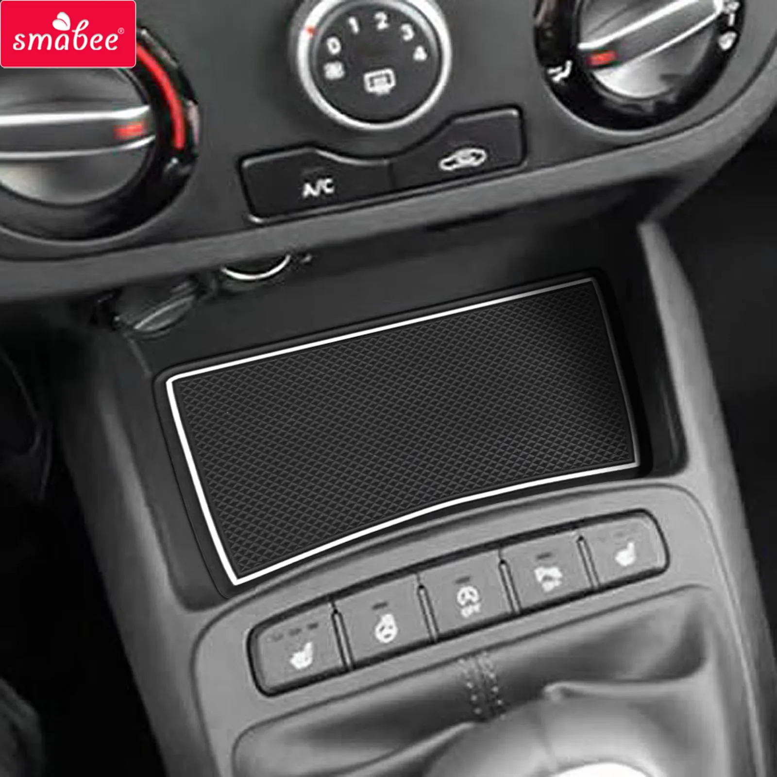 Smabee für Hyundai i10 2021-2022 Rutschfeste Schlitzauslegung Getränkehalter-Matte Türfach-Auflage PVC-Innenausstattung Rutschfeste Matten