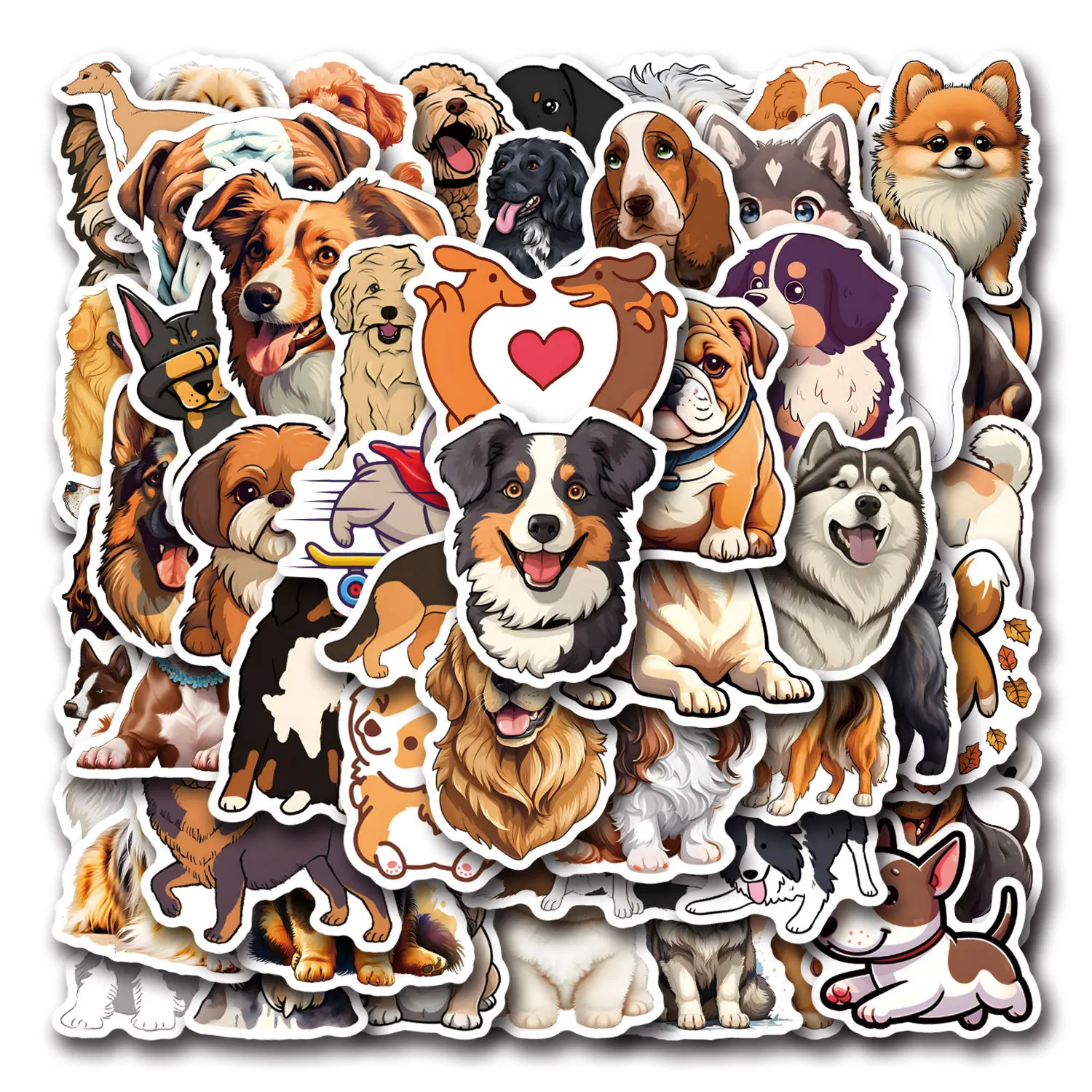 

10/55/110PCS Cartoon Cute Pet Dog Doodle Creative Sticker Decoration Suitcase Refrigerator Water cup Computer Waterproof Decal