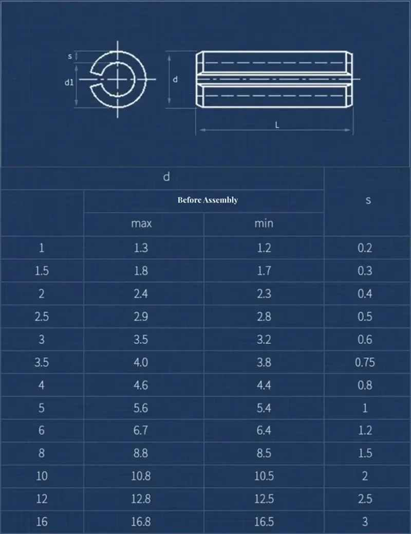Spring-Type Straight Pins M1.5~M12 304 Stainless Steel Elastic Cotter Cylindrical Positioning Tension Dowel Roll Spring Pin
