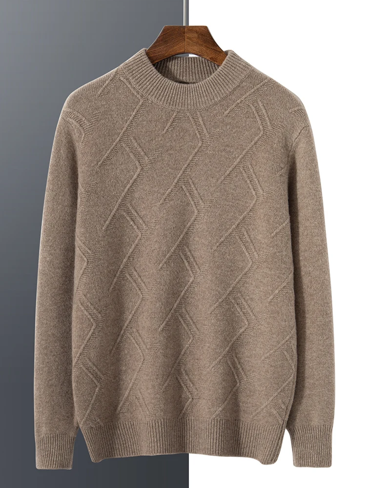 Men's Long Sleeve O-Neck Casual Pullover 100% Merino Wool Soft Warm Cashmere Knitwear Basic Style Clothing Autumn Winter Jumper