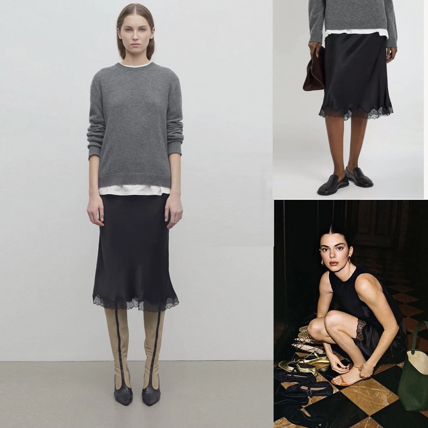 

Коллекционная винтажная кружевная миди-юбка Kendall Jenner из атласного ацетата с эффектом «рыбий хвост», Cleanfit Sle Ciwalk Stand Fit