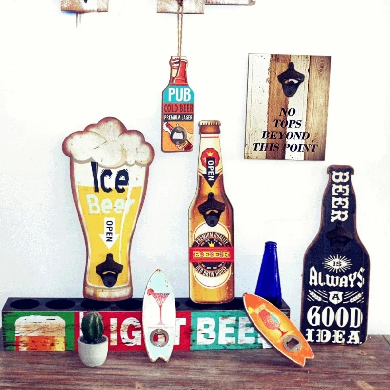 Bar Accessories Wall Hanging Beer Opener Decoration Pendant Retro Bottle Openers Tools Cafe Restaurant Home Wall Decor Gadgets