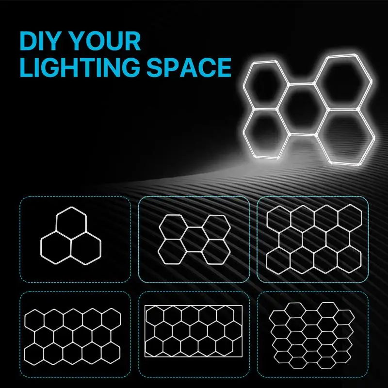 Lumière de garage LED hexagonale: paquet de 35, plus grande taille mis à jour, 30720LM 256W 6500K, plafonnier de magasin LED de détail de voiture super lumineux pour