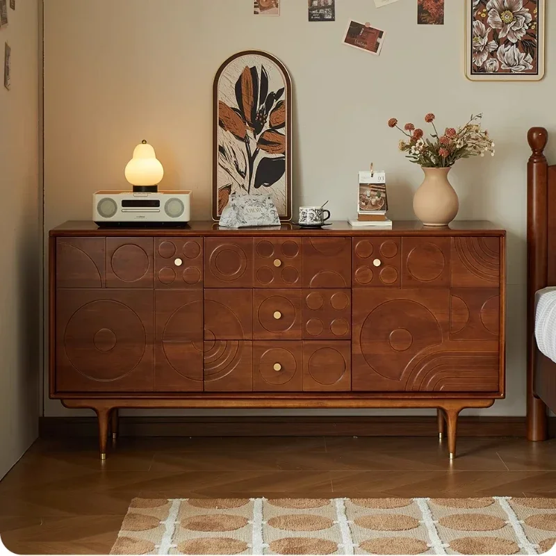 

x1Solid wood chest antique carved all solid wood storage cabinet living room bedroom large capacity locker