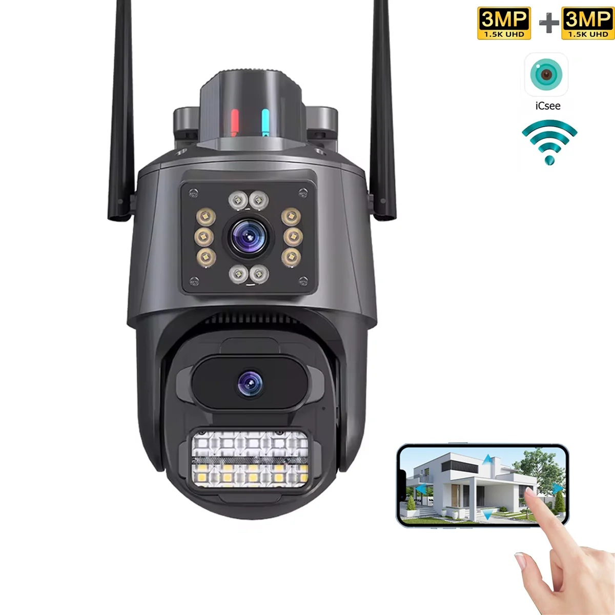

AI Human Detection Camera 6MP, 270° Pan Tilt, Custom Caution Zone, Full-Color Night, IP66, Bluetooth/WiFi/LAN ICSEE app