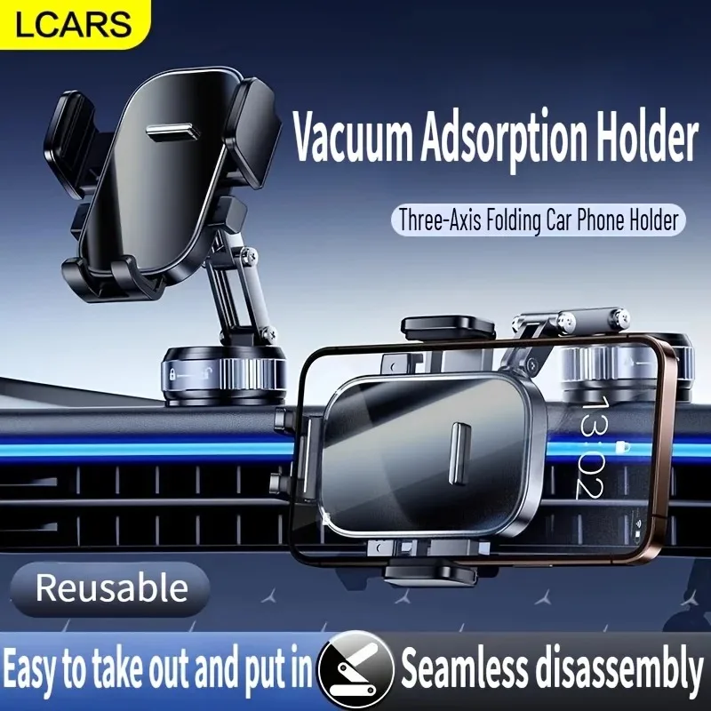 Lcars 2025 Neuer Auto-Armaturenbrett-Handyhalter mit Starker Vakuum-Saugkraft, Stabil und Rutschfest, Metallbasis + ABS-Klemme, Kann den Handy Horizontal oder Vertikal Halten, Auto-Navigation und Unterhaltung, Auto-Inn – Detail 4