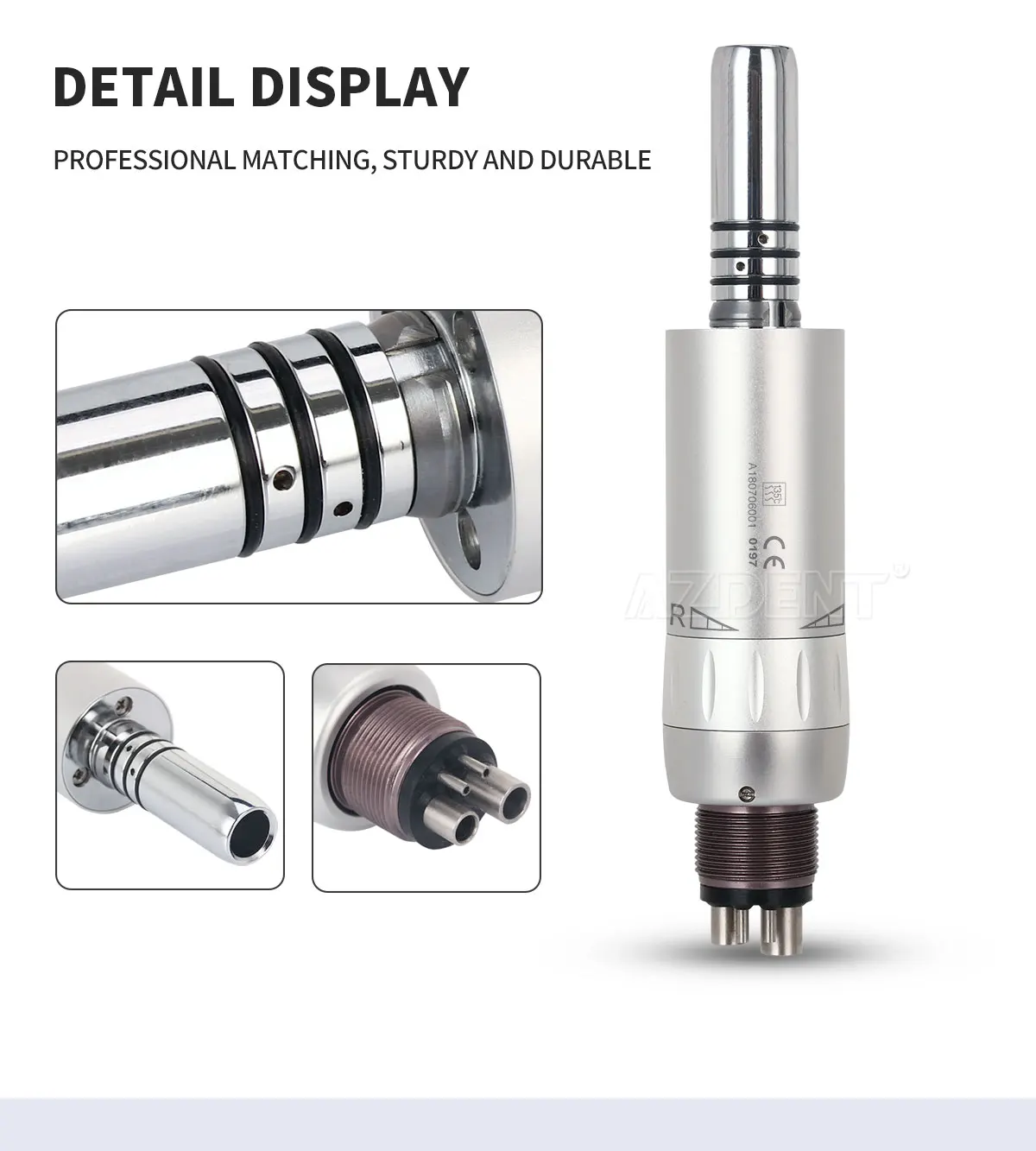 AZDENT Dental-Handstück mit niedriger Geschwindigkeit, Winkelstück, interner Wasserspray-Druckknopf, 4 Löcher, Luftmotor, Zahnmedizin-Werkzeug, Instrument – Detail 11