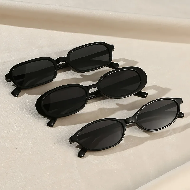 3pcs Fashionable Oval Shaped Small Frame Women's Sunglasses, Simple, Fashionable, Lightweight and Portable Sunglasses