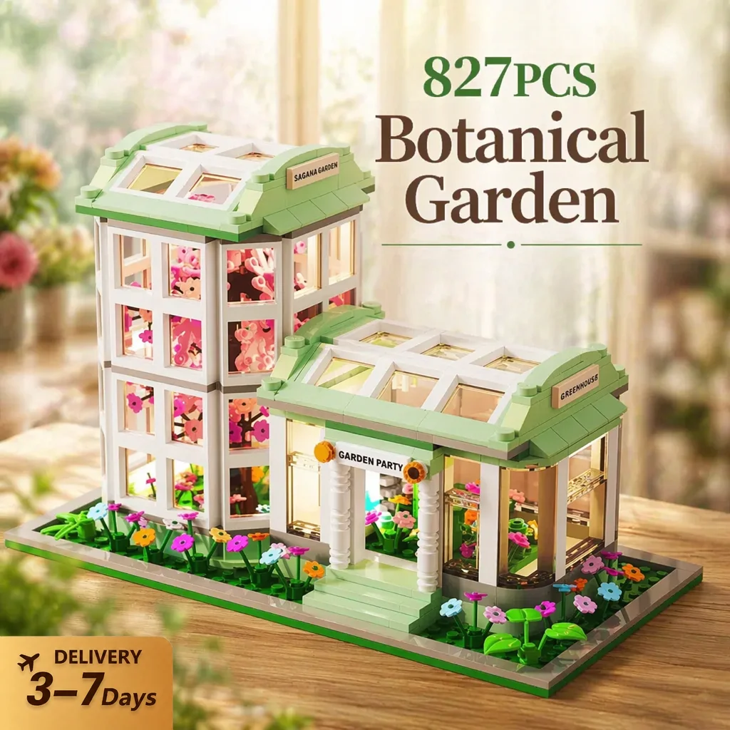 Botanischer Garten Haus-Baustein-Set Stadtgarten-Architektur Montagemodell-Bausteine Desktop-Kreativspielzeug Geschenk für Erwachsene 827 Teile