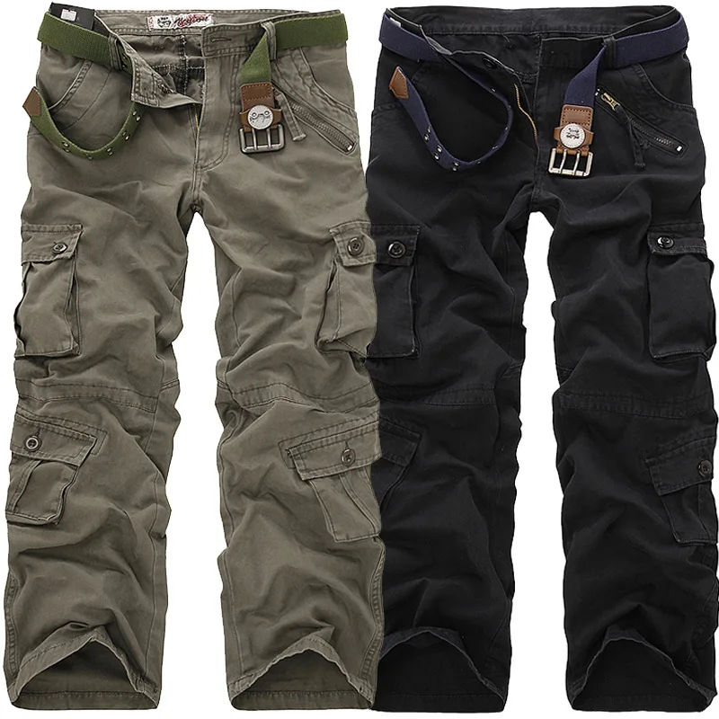 

High Quality Men's Cargo Pants Casual Loose Multi Pocket Military Pants Long Trousers for Men Camo Joggers Plus Size 28-40