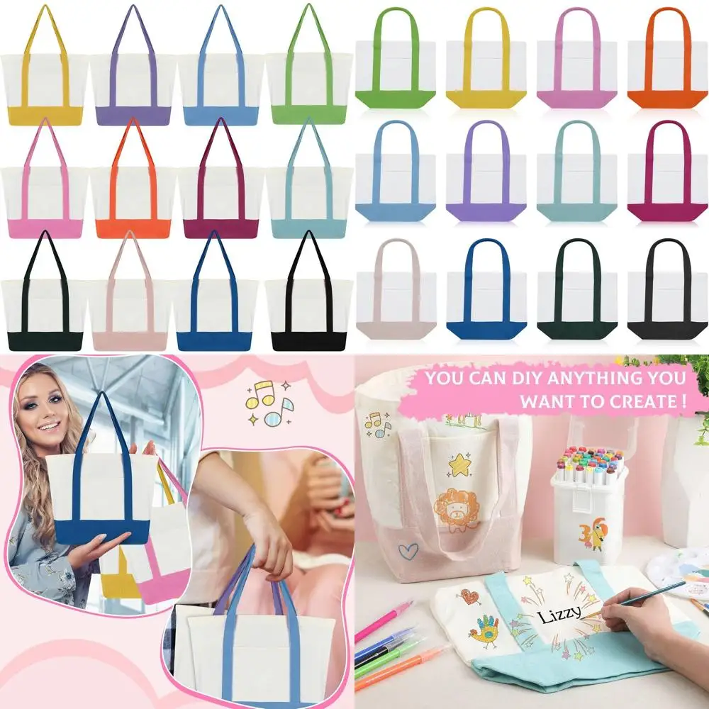 

Мини-сумки-шопперы из холщовой ткани 13 x 11 x 6 дюймов, прочные многоразовые сумки для покупок с ручкой-брелоком, оптом, без печати