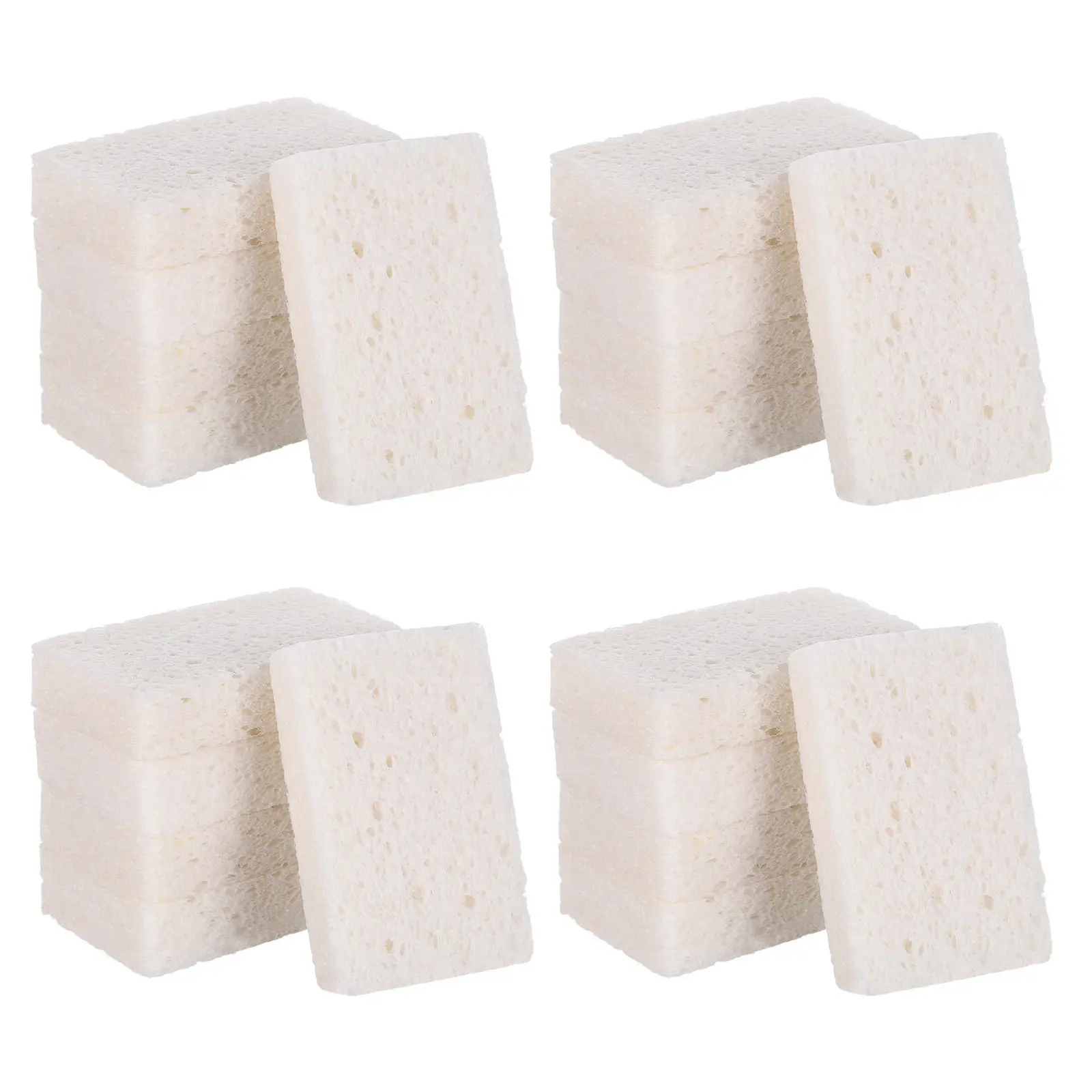 20pcs Wood Pulp Sponge Scrubber: Cellulose Sponges Kitchen Cleaning Pads For Dishes Bathroom Non Scratch Reusable Bulk
