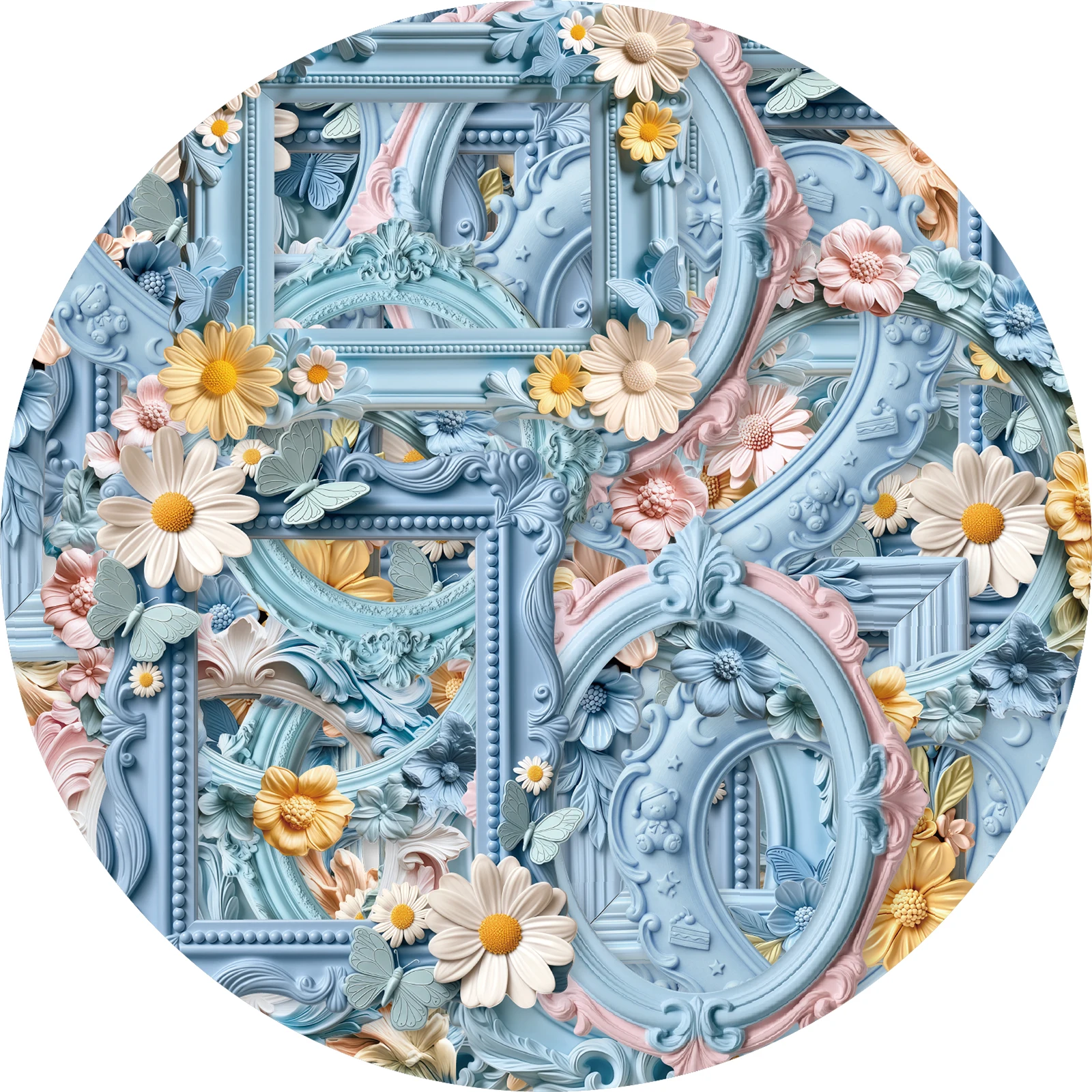 Etori Life 10Pcs Blue and Pink Embossed Floral Frame Sticker Pack Baroque Carved Border Stickers for Phone Cases, Resin Storage Boxes, Decorative Materials Suitable for Laptops, Pen Holders, Handbags, Photo Albums, Guitars, Postcards and Envelopes, Helmets and Bicycles, Scrapbook Supplies, Office Decoration Supplies, Room Decoration, Handmade Gift Paper Bags, Art Aesthetics, Art Supplies, Cycling Decals