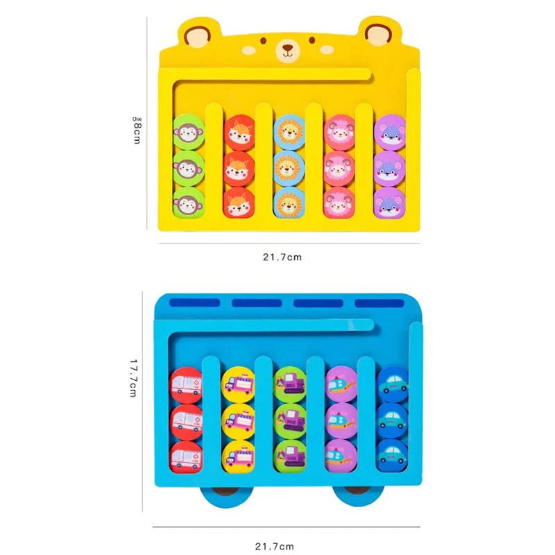 เด็ก Montessori ของเล่นไม้สี Cognitive Board สัตว์รถสองด้านเกมจับคู่ปฏิสัมพันธ์ของเล่นเพื่อการศึกษาของขวัญ