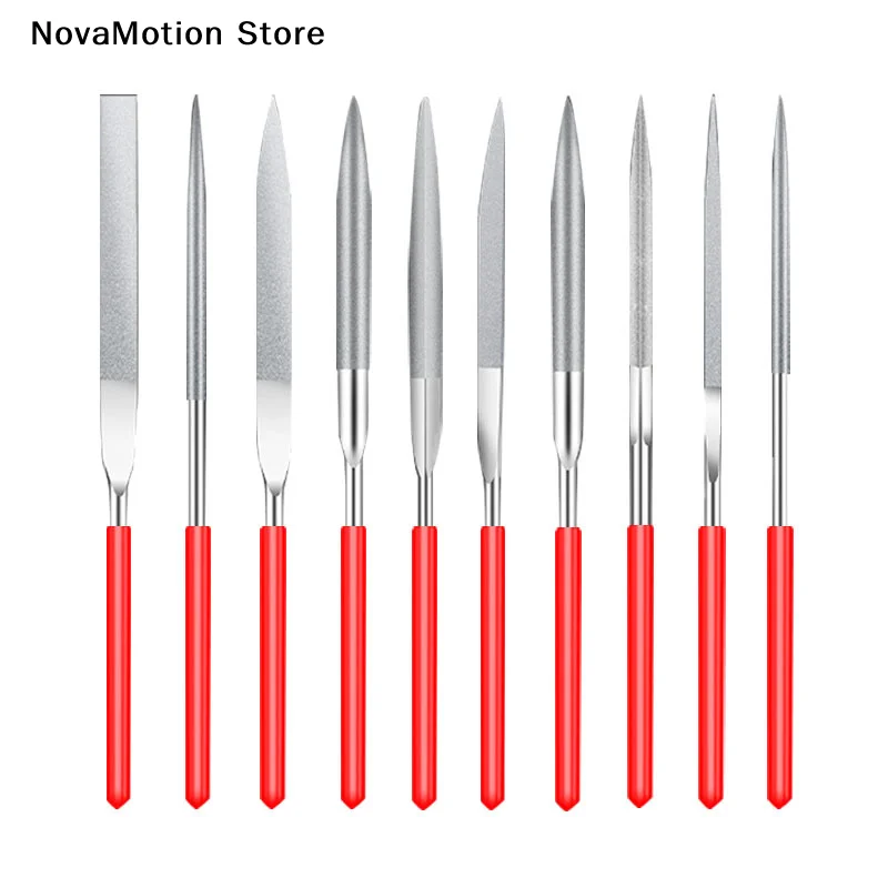 [NM]10Pcs Diamond Needle File Set 3x140mm Mini Needle File Kit For Stone Glass Metal Carving Craft Hand Tools Needle File Set