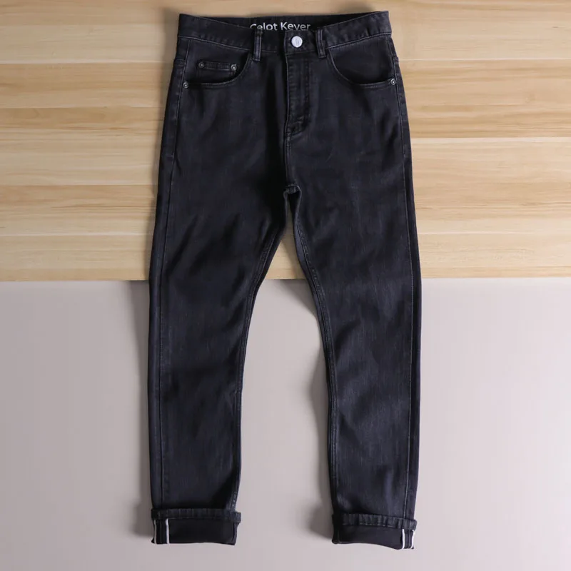 

Джинсовые повседневные мужские джинсы с высокой талией, прямые брюки, осень-весна, сезонные эластичные удобные длинные брюки, современный сле