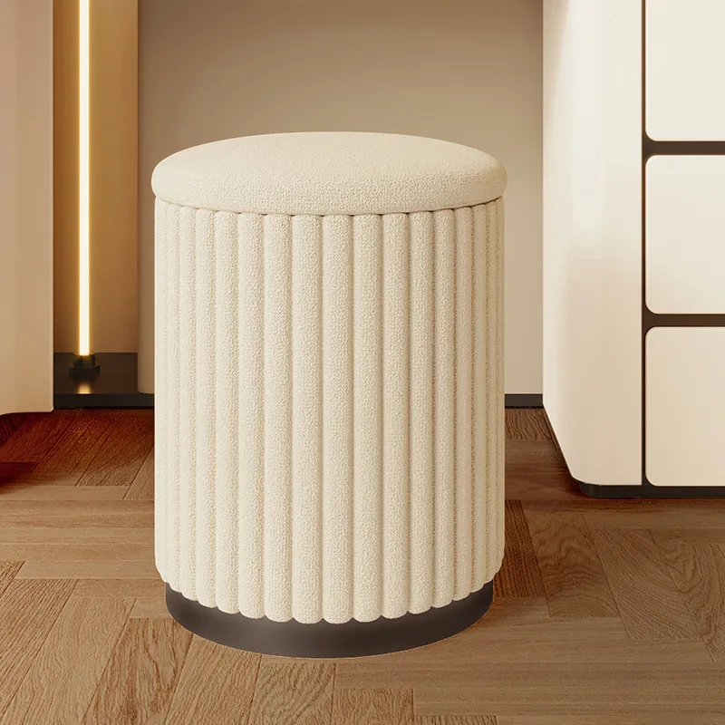 Minimalist Design Pouffe Stools Nordic Storage Modern Vanity Stools Accent Cream Style Home Furniture Taburete Cosmético LLDS