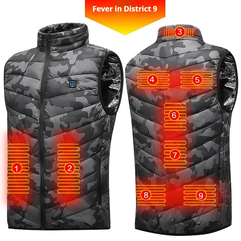 

USB Heated Vest for Men Women 9-Zone Smart Heating Jacket Thermal Vest Heated Waistcoat for Winter Outdoor Self Heating Vest