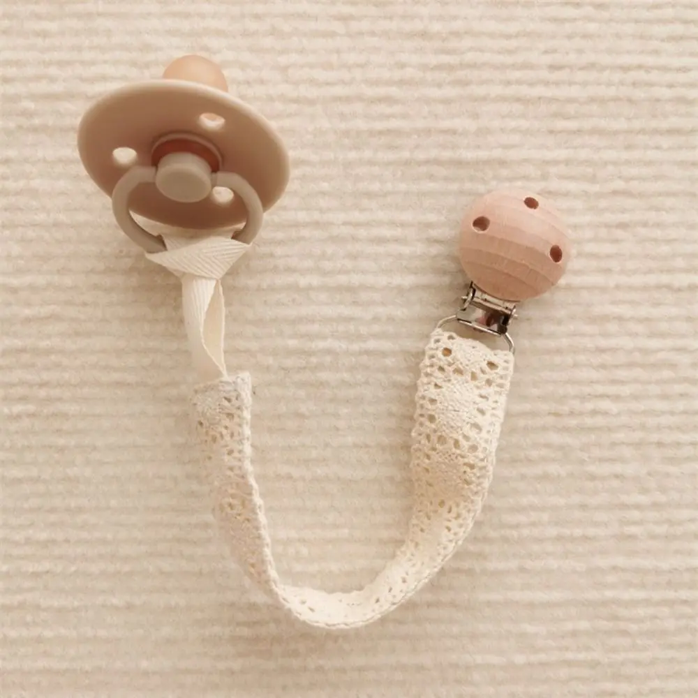 Ethnic Style Baby Cloth Pacifier Chain Embroidery Floral Wood Soother Holder Adjustable Teether Toys Straps Nipple Holder Clips