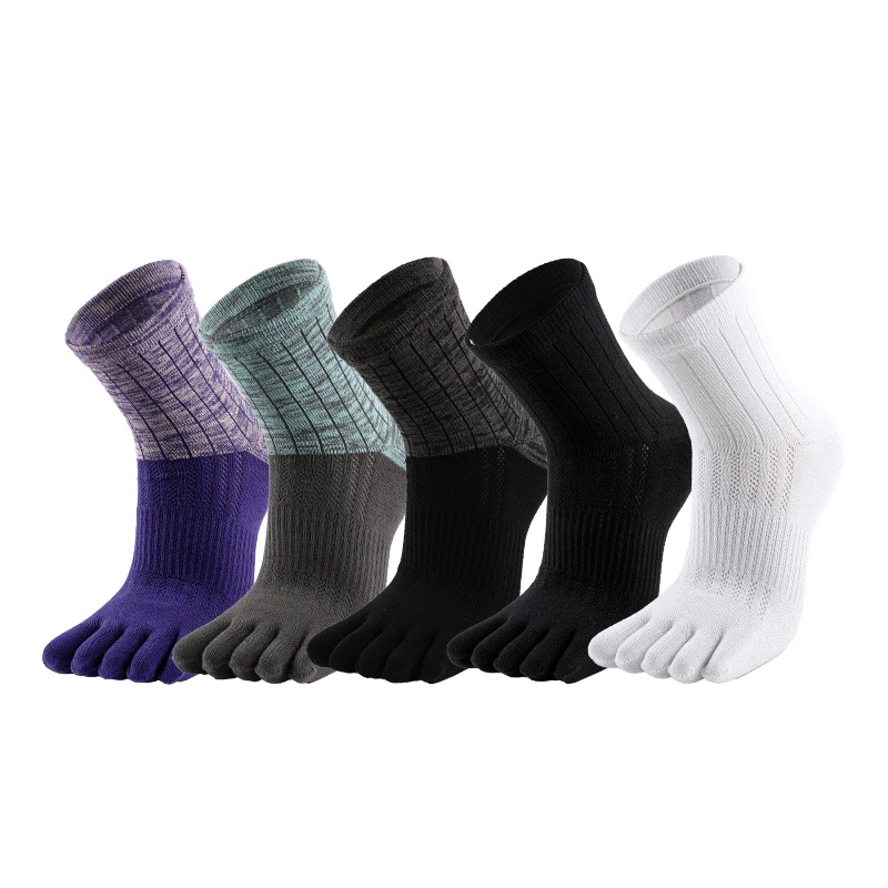 

5 Pairs Men's Cotton Sports Socks Mesh Breathable Patchwork Colours Women Outdoor Running Five Fingers Sport Socks