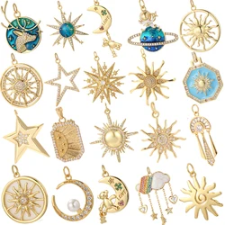 Cute Star Sun Moon Charms for Jewelry Making Sunshine Planet Gold Color Charm Diy Woman Earrings Necklace Bracelet Pendant Dijes