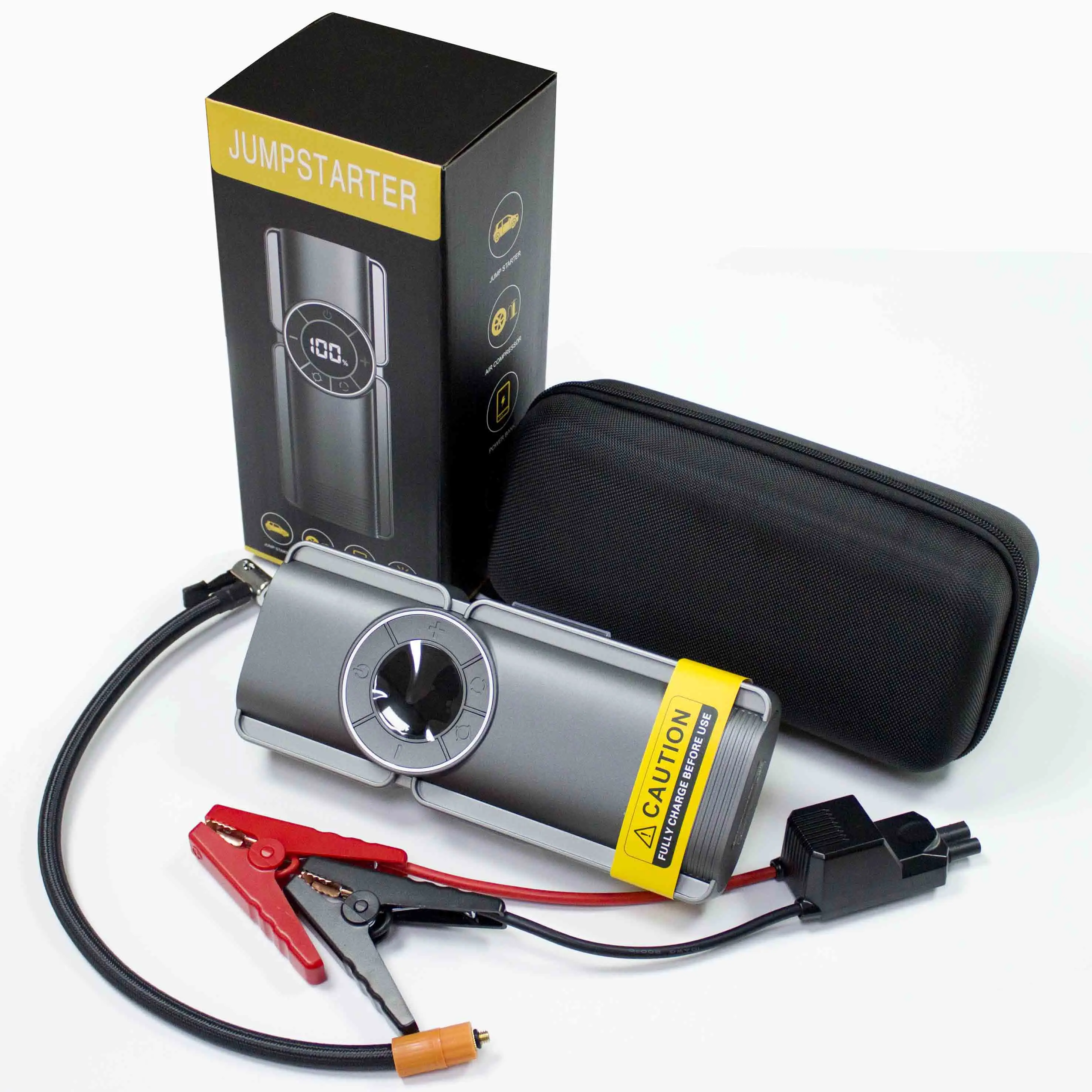 

Portable 20000mAh Lithium Battery Jump Starter 12V All-in-One Tire Inflator LED Flashlight Power Bank For Trucks Motorcycles