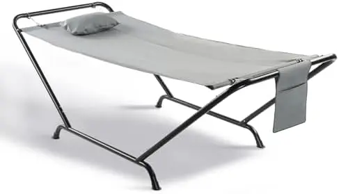 Freestanding Hammock with Stand, 600LBS Heavy Duty Outdoor Hammock, Safety Cofy Outdoor Hammock with Stand, 4 Point