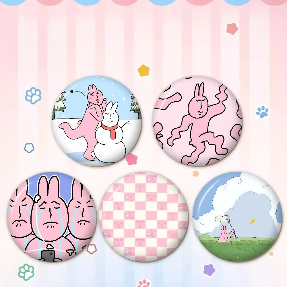 My F-Friend Pink Rabbit Funny Anime Brooches Cute Cartoon  Badge Jacket Jeans Lapel Pin Gift Accessorie