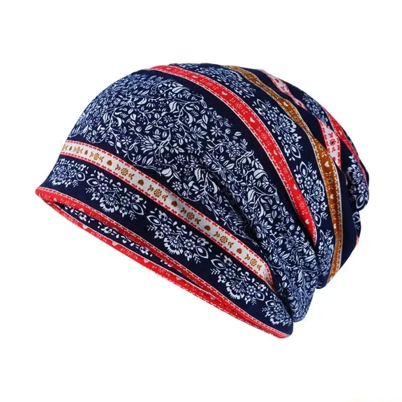 31BF Soft Headscarf Turban Hat for Women Slouch Hat with Digital Printing Comfortable and Breathable Headwrap Hat