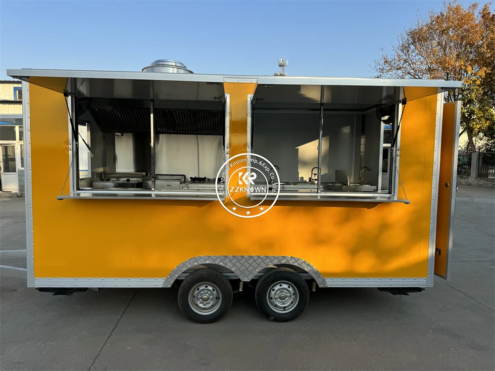 

Fast Food Truck Mobile Kitchen Coffee Kiosk Fully Equipped Mobile Ice Cream Cart Food Trailer