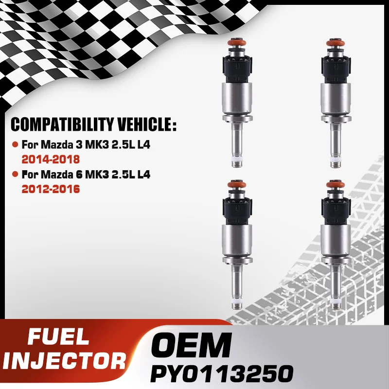 

Engine Fuel Injectors Nozzle For Mazda 3 MK3 2.5L L4 2014-2018 Mazda 6MK3 2.5L L4 2012-2016 PY0113250 FJ1288 Car Accessories