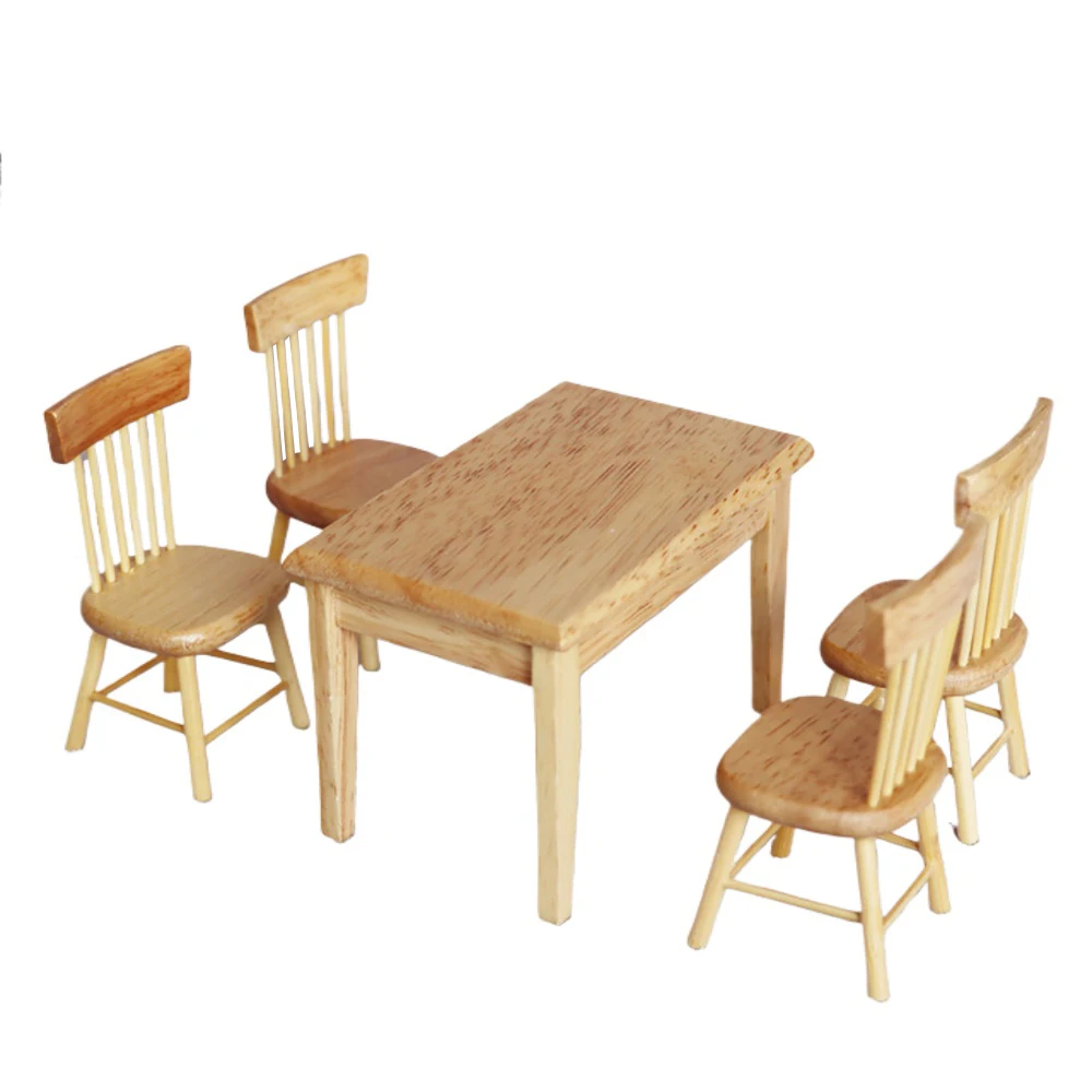 

1/12 кукольный домик, миниатюрный деревянный обеденный стол, набор стульев, мини-мебель, игрушка для кукольного дома, аксессуары, украшение ob11 bjd
