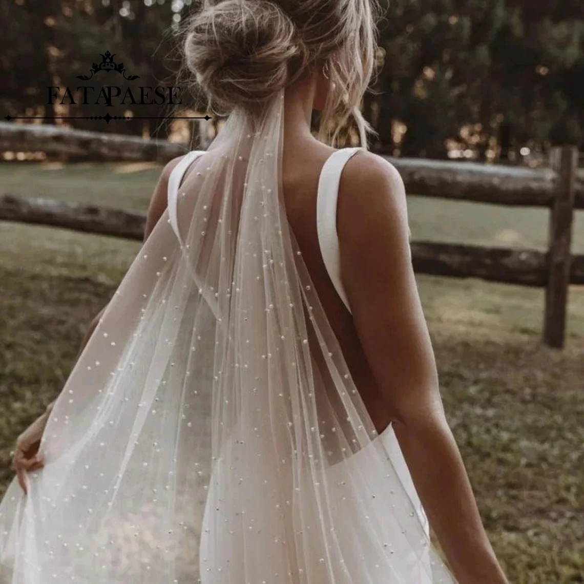 FATAPAESE-Voile de Mariage en Tulle et Dentelle, Perles du Bout des Doigts avec Peigne, Longueur de la Chapelle Cathédrale, Long, Patients Monocouche, 3m