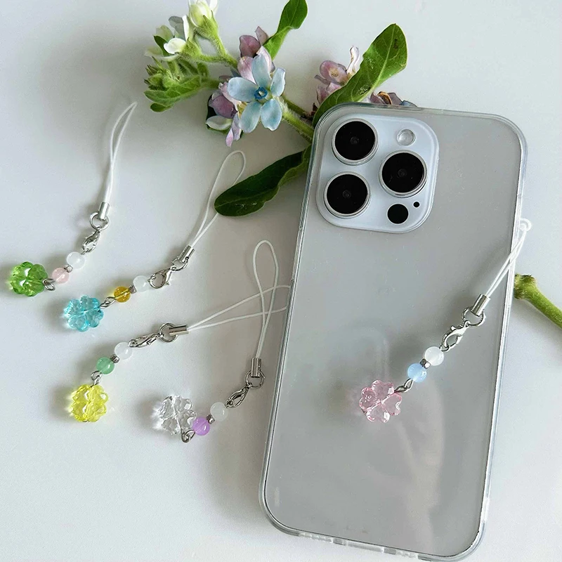 1PC Bag Pendant Anime Colorful Four Leaf Clover Cosplay Keychain Phone Chain Jewelry Accessory Props