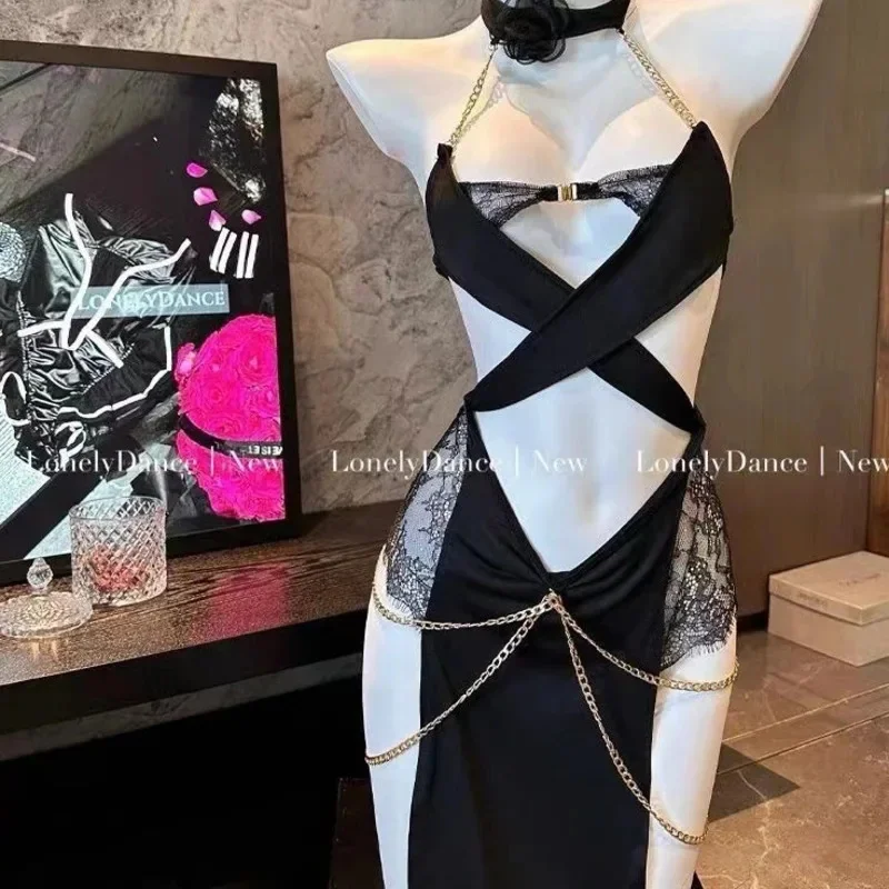 

Uniform Catgirl Dresses Cosplay Halloween Women Evil Cat Women Sexy Lingerie Set Cross Strip Metal Chain Dress Pajamas Costumes