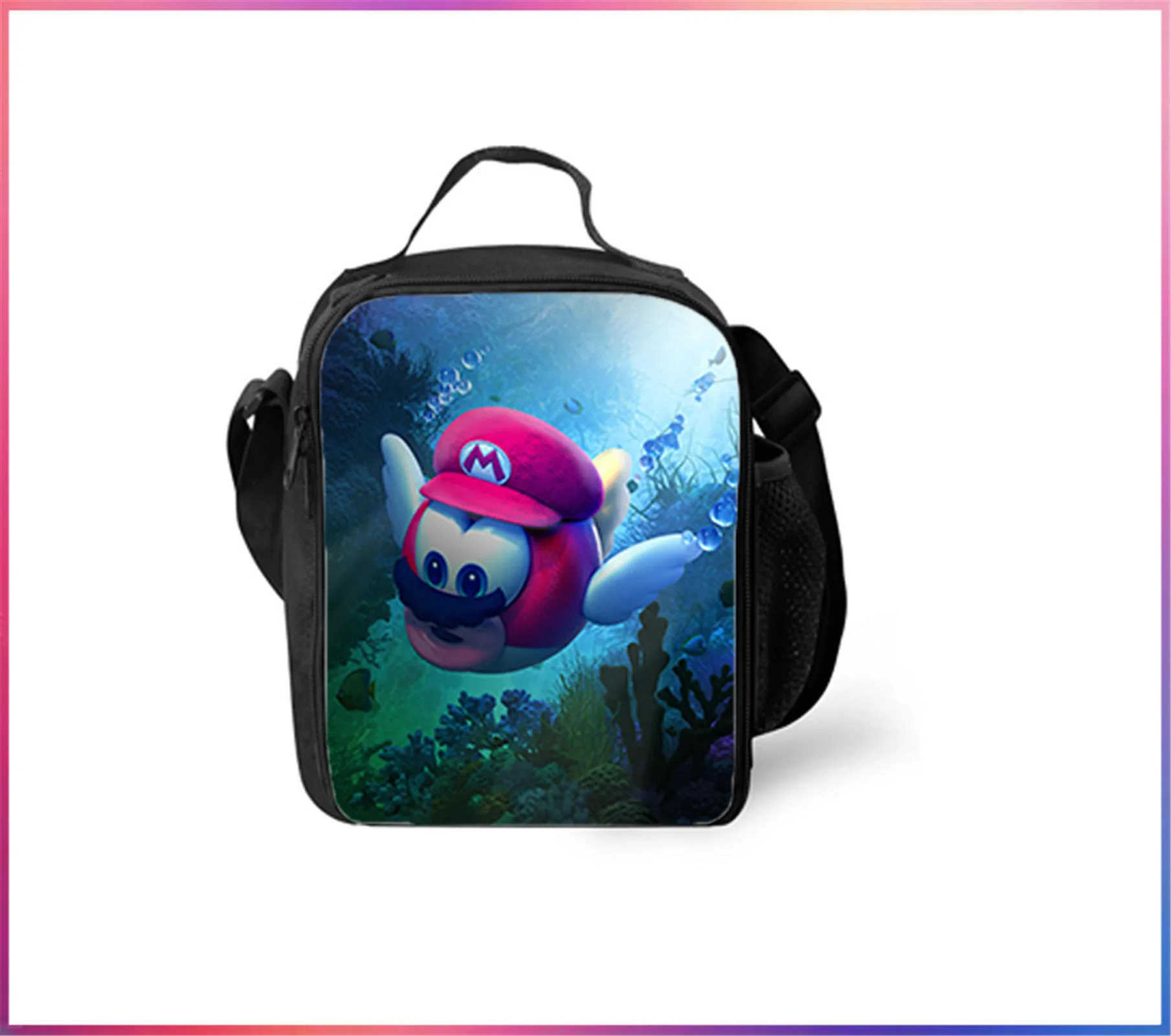 

Elementary Children Super Mario Reusable Lunch Box-Cartoon Insulated Lunch Bag-Durable Lunch Tote for Boy Girl