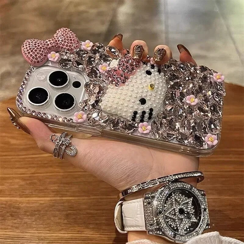 سانريو هالو كيتي مناسب لهاتف أبل 15proMax الجديد 2025 العصري 14proMax 13p شامل 12 مضاد للسقوط 11/16kt هدية العيد