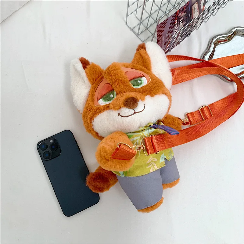 

Disney Zootopia Judy Nick Plush Toy Backpack Cute Messenger Bag Animal Character Doll Kids Toy Bag Holiday Gift Backpack