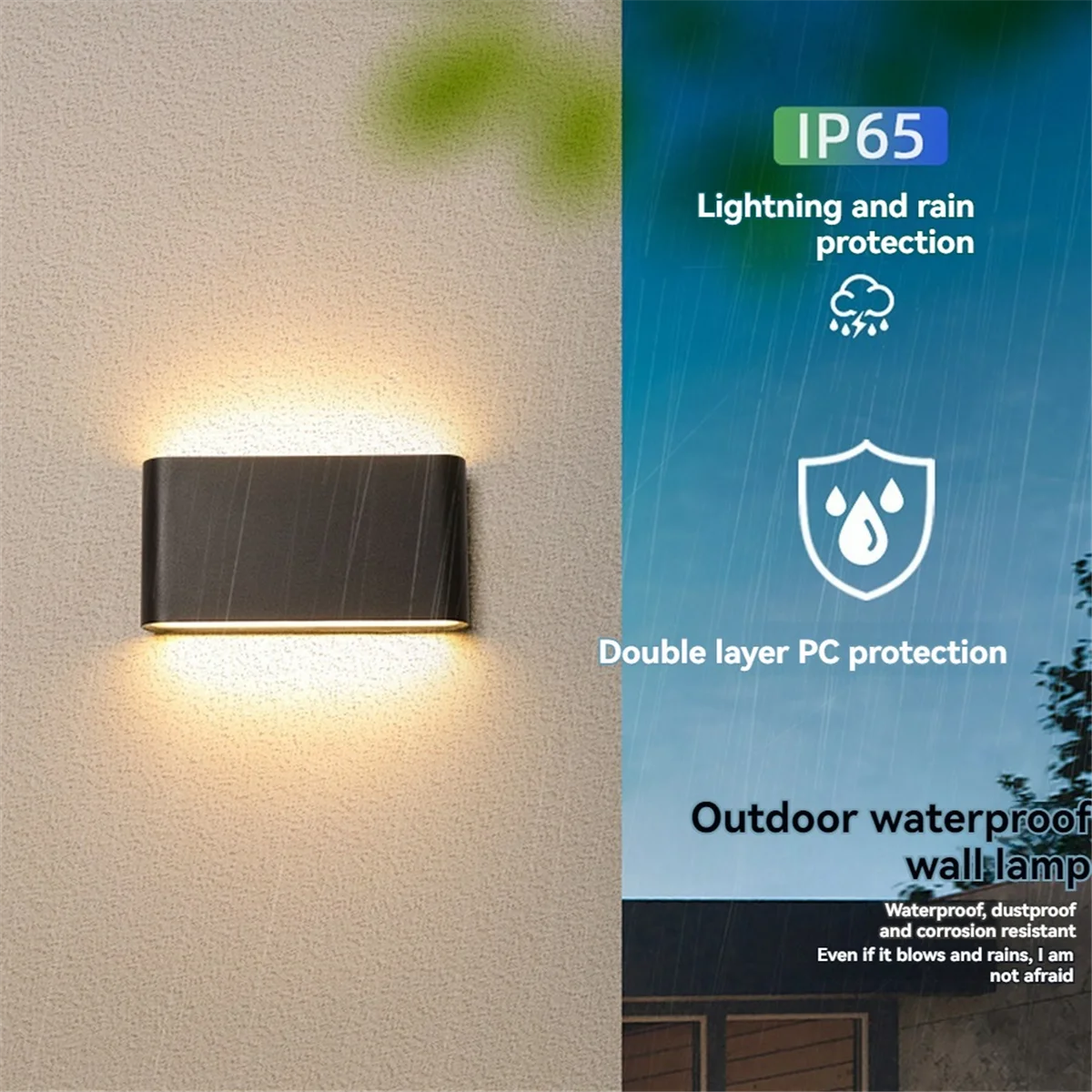 LED Wall Sconce Waterproof Outdoor Wall Lamp Indoor Wall Lighting Fixtures Living Room Bedroom Hallway Corrido Black