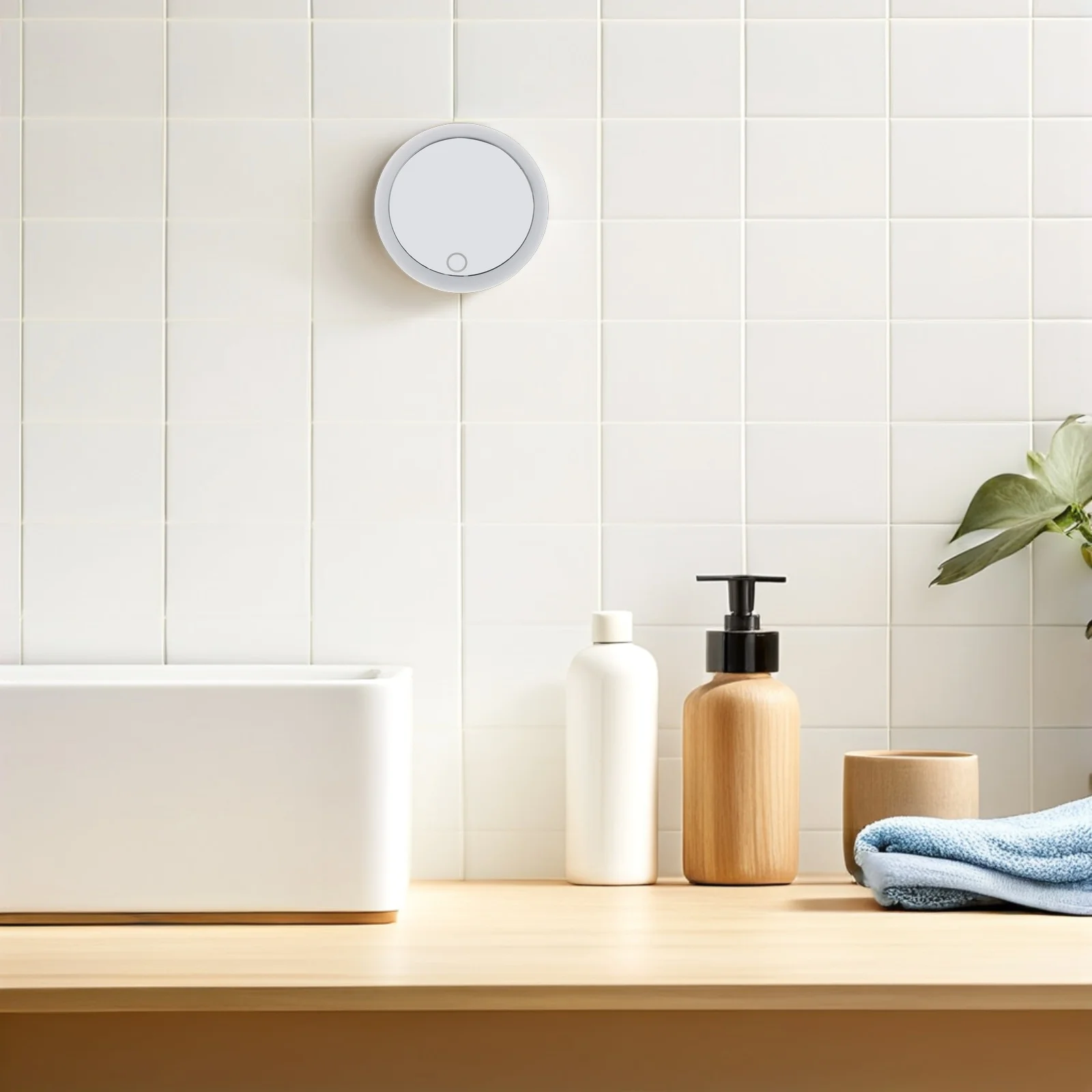 Rechargeable LED Makeup Mirror 10x Magnifying Triple Suction Cups Portable Lighted Travel Vanity Compact Mirror