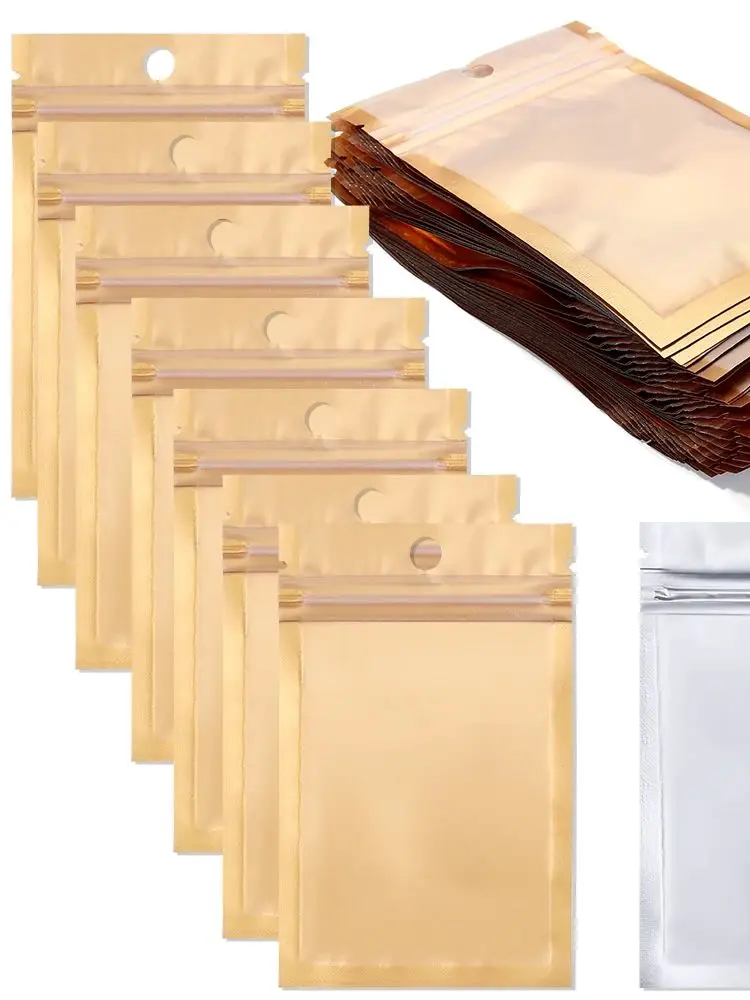20-50Pcs/Lot Gold Aluminum Foil Self Sealing Bag Frosted Surface Zip Packing Bags Jewelry Storage Package Bag Gift Packing Pouch — zdjęcie 2