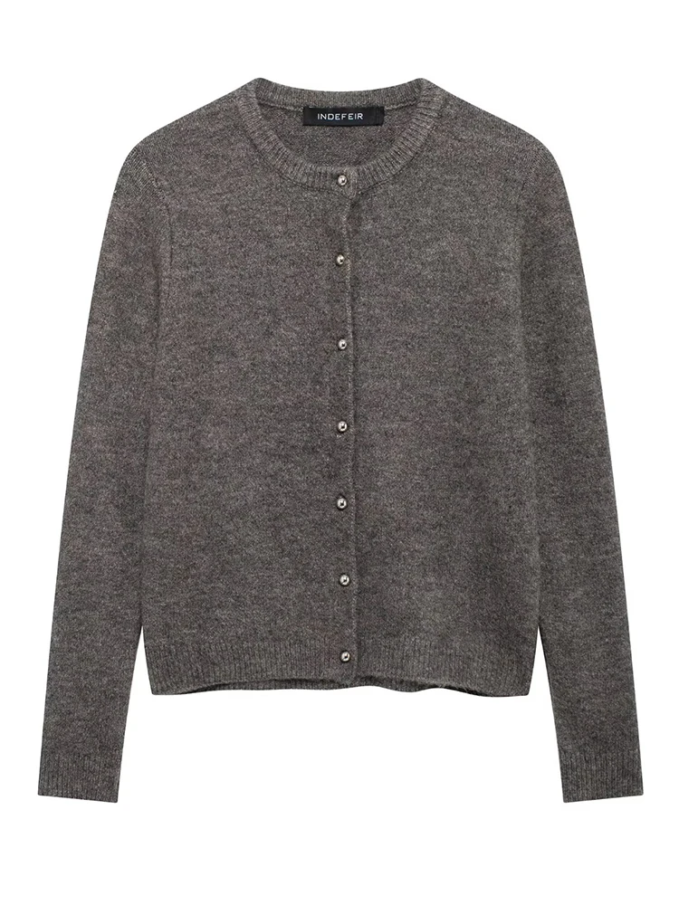 Women Knitted Cardigan 2025 Women Fashion Long Sleeve Metal Button Leisure Knitted Cardigan Women Hight Street Elegant Top